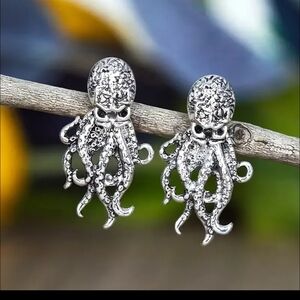 Silvery Octopus Earrings